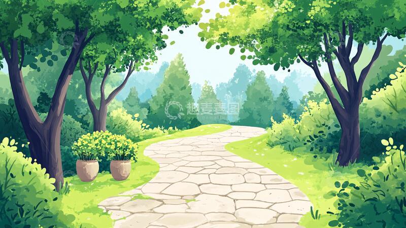 高清大图下载【趣麦麦图】林中小道背景