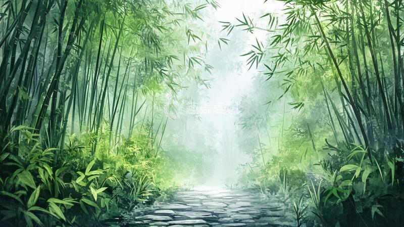 高清大图下载【趣麦麦图】竹林小路背景21