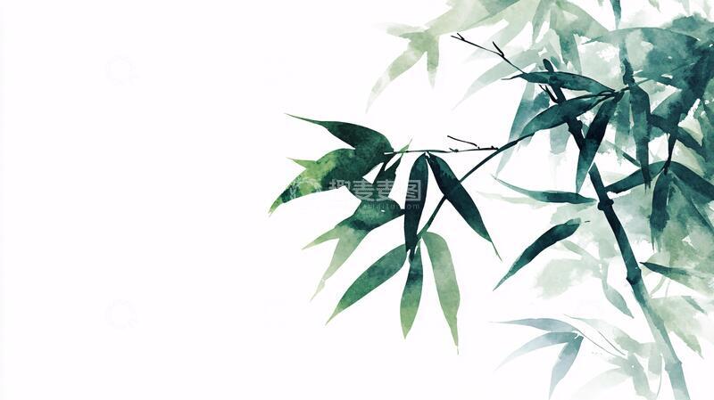 高清大图下载【趣麦麦图】意境水墨竹叶7