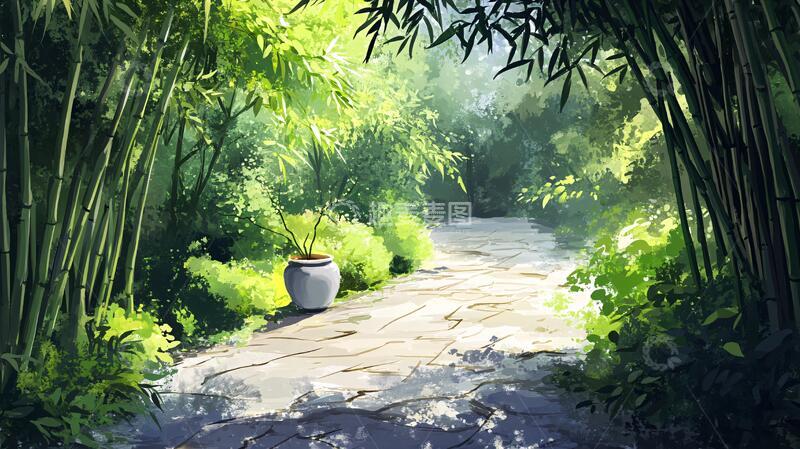 高清大图下载【趣麦麦图】竹林小路背景19