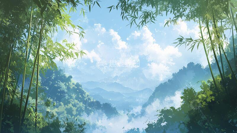 高清大图下载【趣麦麦图】竹林意境图意境桌面竹影2