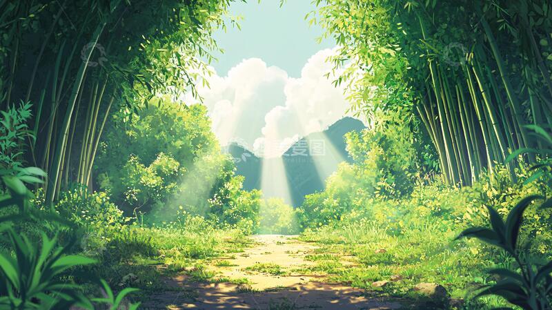 高清大图下载【趣麦麦图】唯美竹林小路32