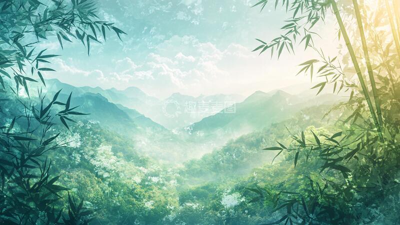 高清大图下载【趣麦麦图】竹林意境图意境桌面竹影1