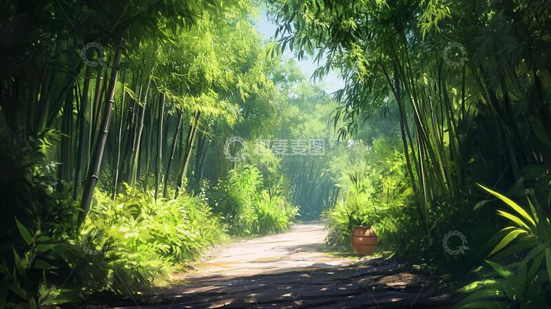 高清大图下载【趣麦麦图】唯美竹林小路34