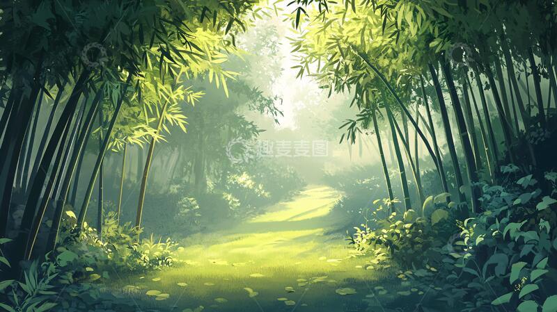 高清大图下载【趣麦麦图】唯美竹林背景49
