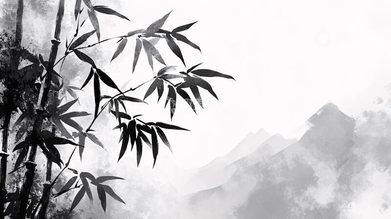 高清大图下载【趣麦麦图】水墨山水竹林14