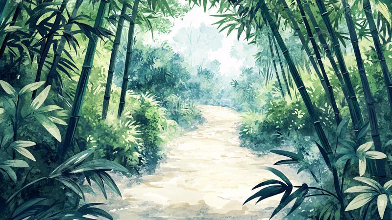 高清大图下载【趣麦麦图】竹林小路背景22