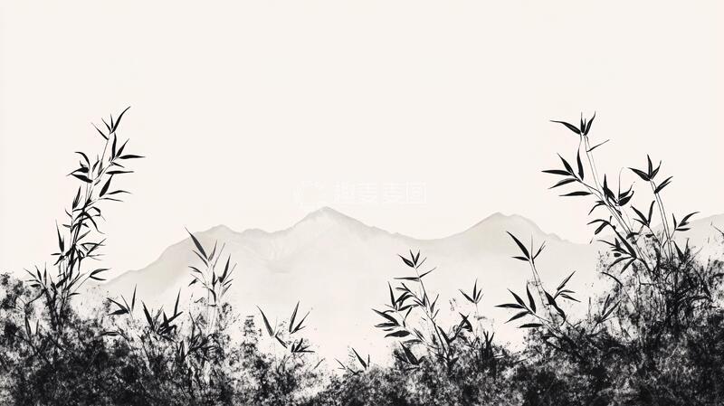 高清大图下载【趣麦麦图】水墨山水竹林15