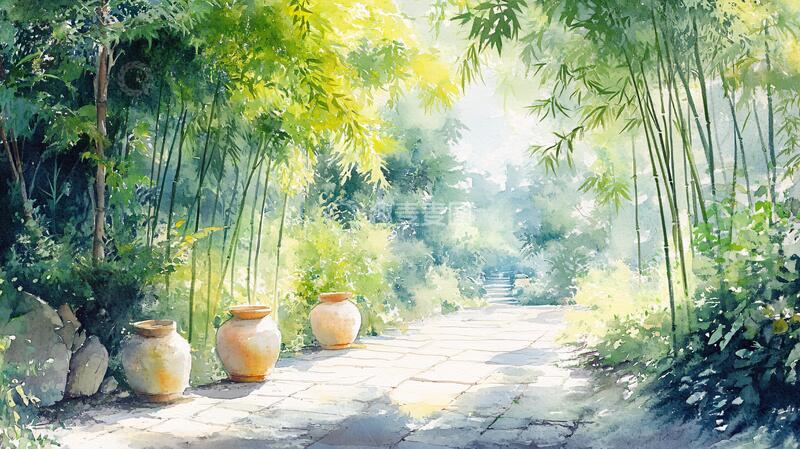 高清大图下载【趣麦麦图】唯美竹林小路36