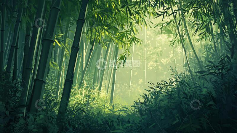 高清大图下载【趣麦麦图】竹林背景插画29