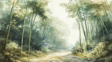 竹林意境图小路意境小道