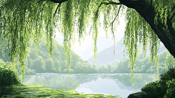 春柳背景图垂柳意境枝叶