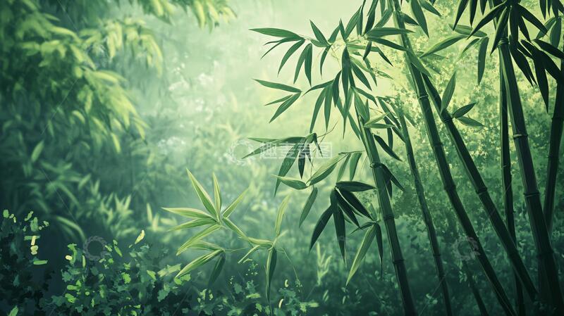 高清大图下载【趣麦麦图】新中式意境竹林背景墙1
