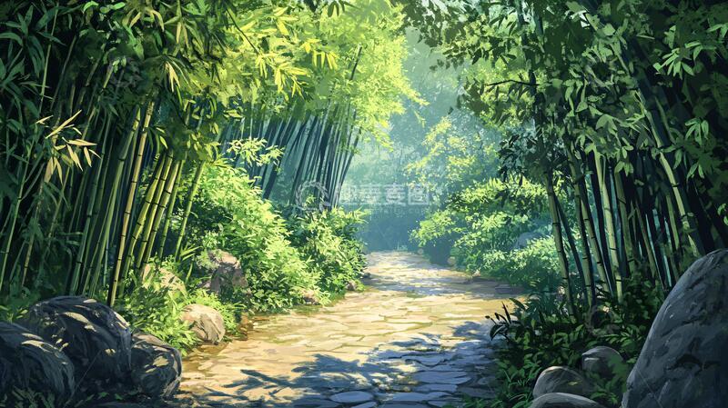 高清大图下载【趣麦麦图】唯美竹林小路37