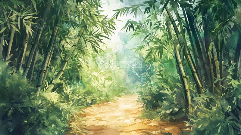高清大图下载【趣麦麦图】竹林小路背景28