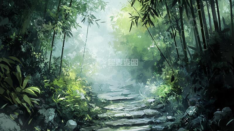 高清大图下载【趣麦麦图】唯美竹林小路38
