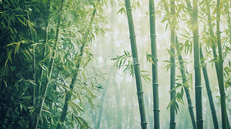 高清大图下载【趣麦麦图】竹林晨雾晨雾迷雾梦幻