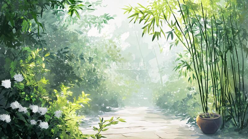 高清大图下载【趣麦麦图】唯美竹林背景54