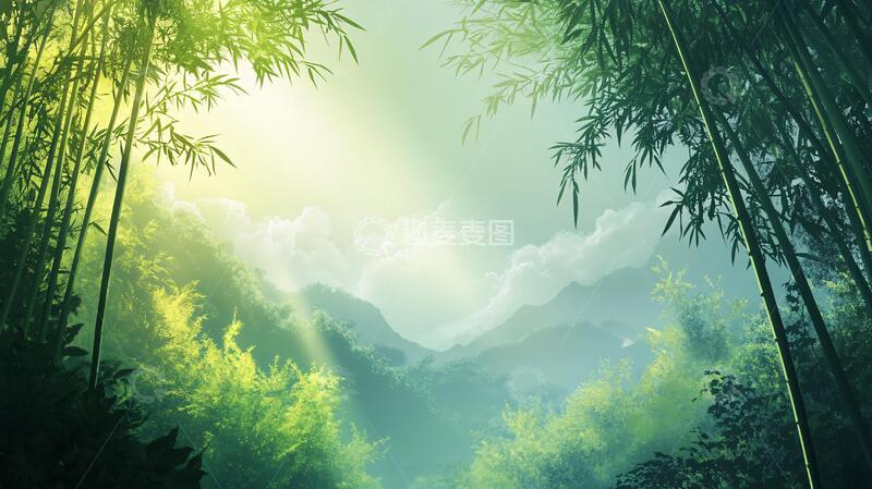 高清大图下载【趣麦麦图】竹林意境图意境桌面竹影3