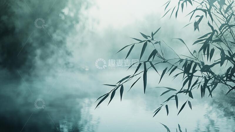 高清大图下载【趣麦麦图】迷雾翠竹竹影意境梦幻