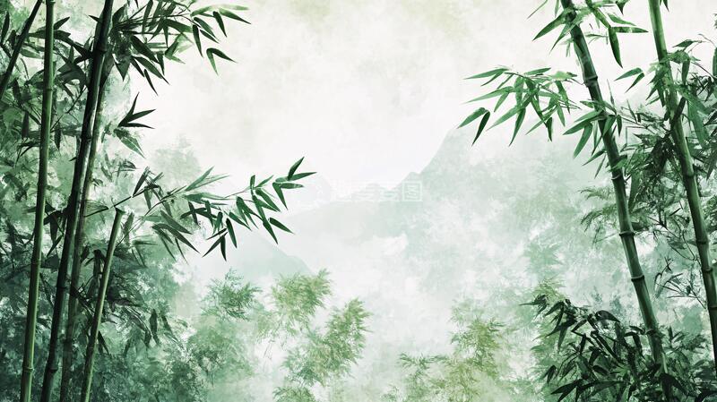 高清大图下载【趣麦麦图】竹林山水背景54