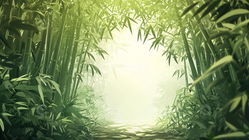 高清大图下载【趣麦麦图】竹林背景插画42