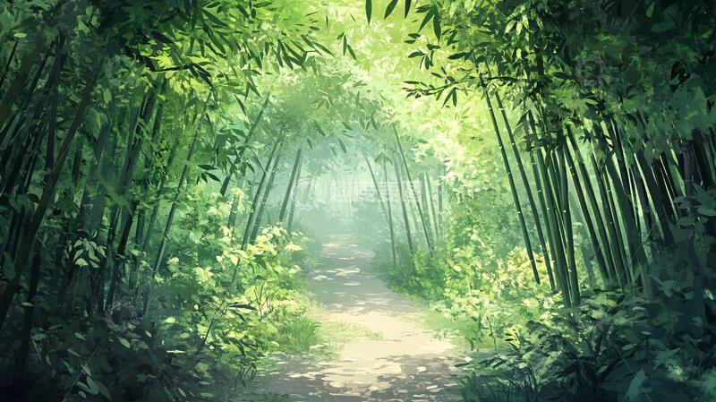 高清大图下载【趣麦麦图】唯美竹林小路45
