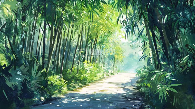 高清大图下载【趣麦麦图】唯美竹林小路46