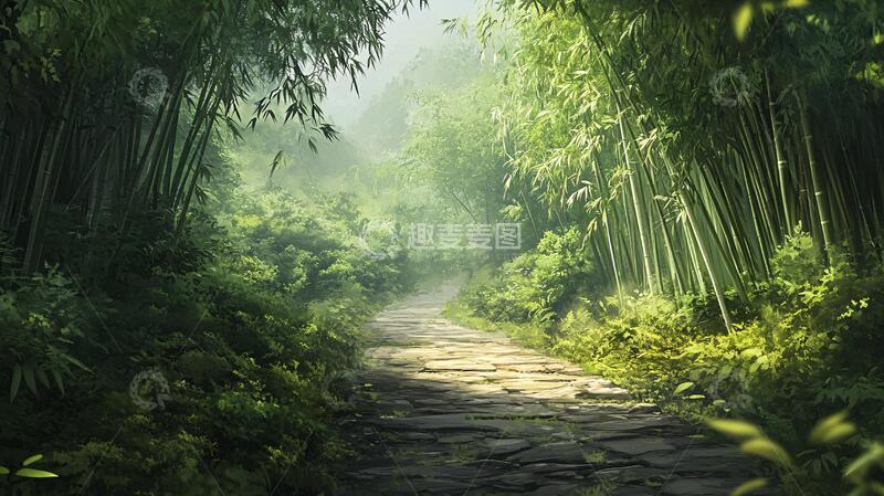 高清大图下载【趣麦麦图】唯美竹林小路44