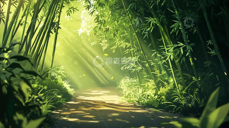 高清大图下载【趣麦麦图】竹林背景插画41