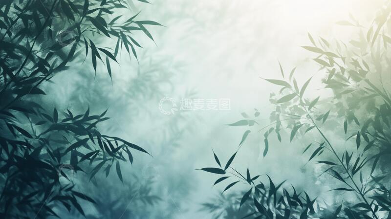 高清大图下载【趣麦麦图】晨光中的竹枝3