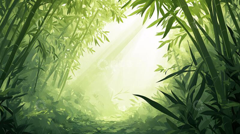 高清大图下载【趣麦麦图】竹林背景插画36