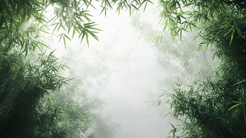 高清大图下载【趣麦麦图】迷雾翠竹云雾迷雾绿竹