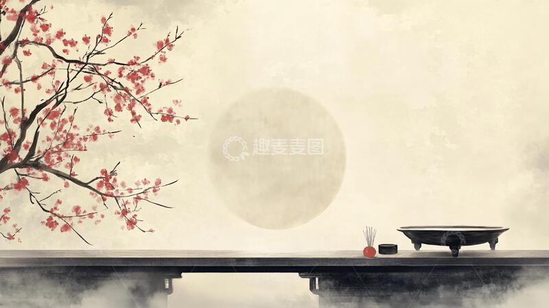 高清大图下载【趣麦麦图】红日出东方意境中式画11