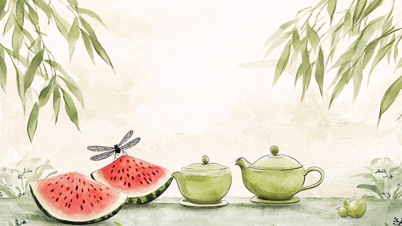 高清大图下载【趣麦麦图】田园茶叶插画