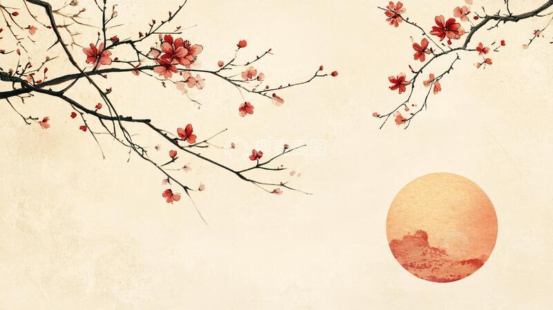 高清大图下载【趣麦麦图】红日出东方意境中式画12