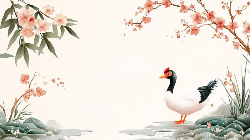 高清大图下载【趣麦麦图】鹅包装插画插画花鸟背景