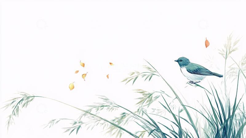 高清大图下载【趣麦麦图】-竹林飞鸟插画8
