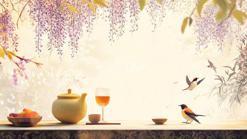 高清大图下载【趣麦麦图】新中式紫藤花1