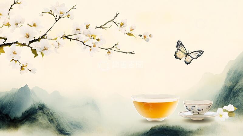 茶意境背景背景海报素材