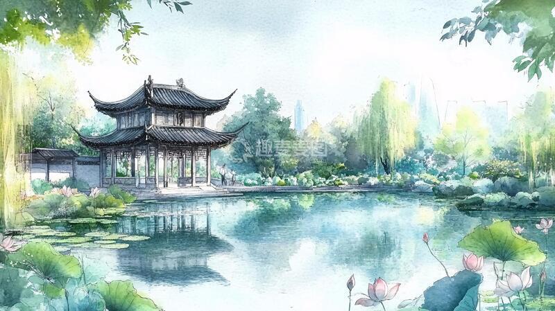 高清大图下载【趣麦麦图】曲院风荷插画16