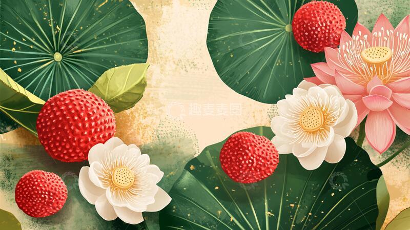 高清大图下载【趣麦麦图】荷花背景荷花背景中式