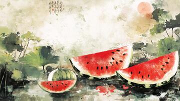盛夏消暑图西瓜夏季插画