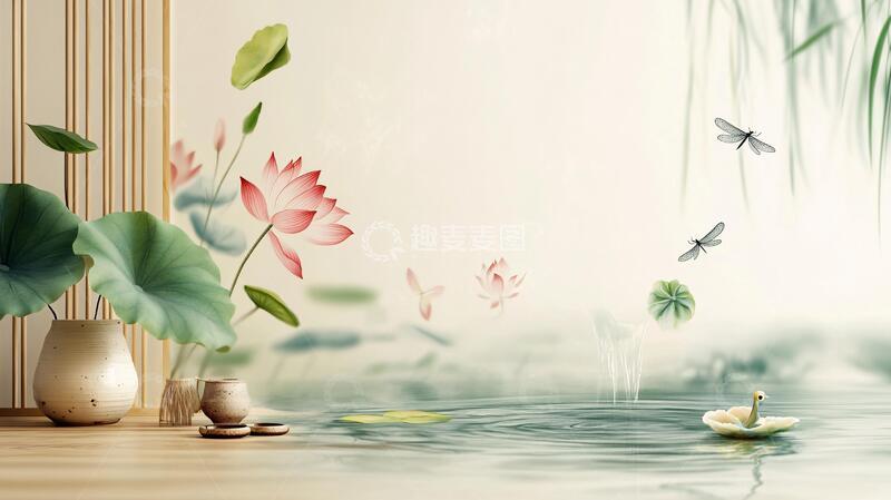 高清大图下载【趣麦麦图】荷花背景荷花禅意电视