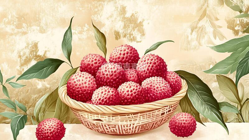 高清大图下载【趣麦麦图】原创荔枝插画