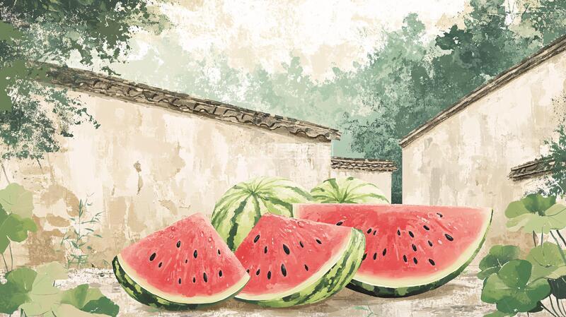 高清大图下载【趣麦麦图】夏日西瓜插画10