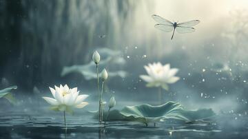 落有蜻蜓的荷花1