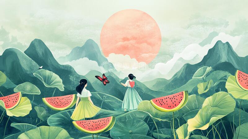 高清大图下载【趣麦麦图】夏日节气插画2