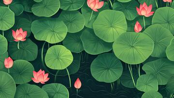 夏季荷花荷叶绿色背景