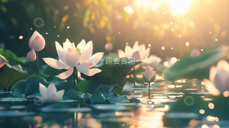 高清大图下载【趣麦麦图】唯美荷花黄昏荷花1